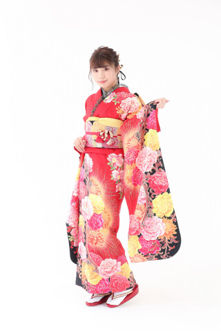 赤　花柄でsweetに_振袖_12858