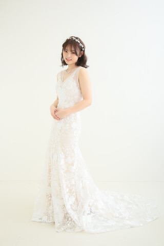 マーメイドライン白シンプルドレス_振袖_70769