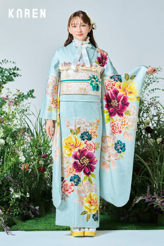 振袖ふるーれ 太田本店の振袖 /水色/古典/花柄/ IG-424 | My振袖