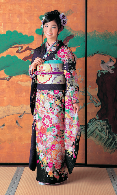 荒井呉服店の振袖 /紫色/古典/桜柄/ 2014年新作古典柄振袖【桜紫 