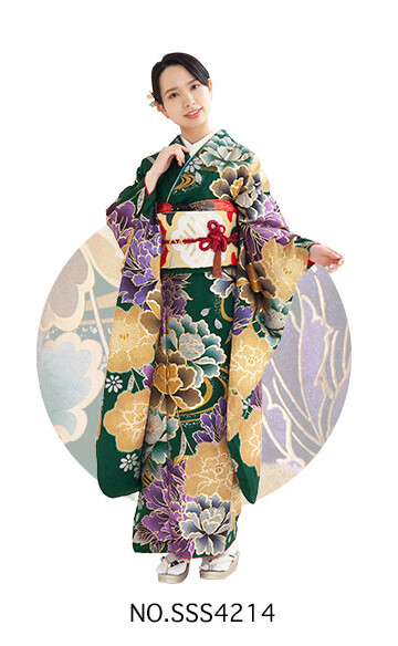 三景スタジオ 旭川本店の振袖 /緑色/ゴールド色/グラマラス/牡丹柄