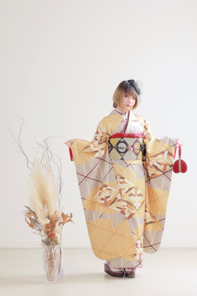 UMEAN♡プロフィール必読 様　振袖単品160cm~170cm用【1057】 天使の森 宇都宮Bloomの振袖 /茶色/レトロ/鶴柄/ No.304 | My振袖