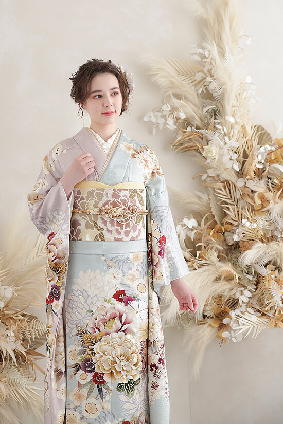 BLANCHE 青森 ドリームタウンALi店の振袖 /ピンク色/水色/古典/牡丹柄