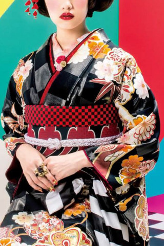J・ROSSO／県内BLANCHEのみ取扱い 黒×銀 市松_振袖_15974