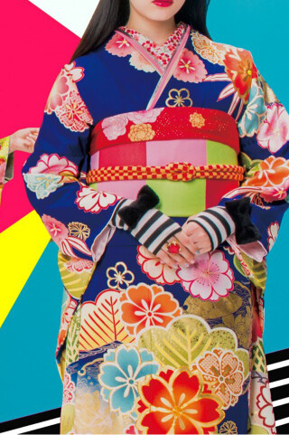 J・ROSSO／県内BLANCHEのみ取扱い 　ネイビー×すそピンク 大柄古典_振袖_15978