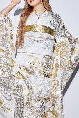 edel ホワイト×ゴールド・シルバー 乱菊_振袖_15979