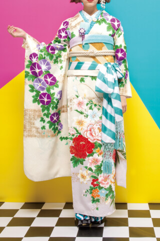 J・ROSSO ／県内BLANCHEのみ取扱い 　白×朝顔　_振袖_24123
