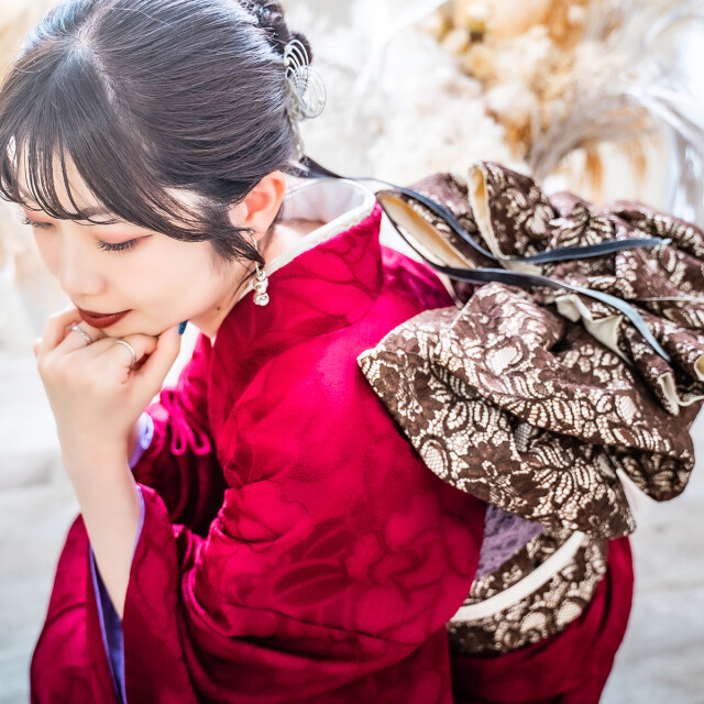 ニコニコ 　　♡ 振袖フルセット（７点）　正絹振袖　成人式　クリーニング済 美おり】振袖 正絹 振袖フルセット 7点セット 成人式 手描友禅 S