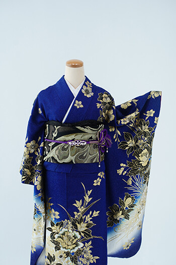 着物 青 振袖 祐斎 着物 青 振袖 祐斎