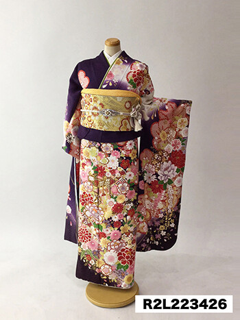 二十歳振袖館Az 水戸店の振袖 /紫色/赤色/古典/牡丹柄/ R2L223426 | My振袖