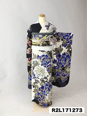 二十歳振袖館Az 水戸店の振袖 /白色/黒色/グラマラス/牡丹柄/ 振袖