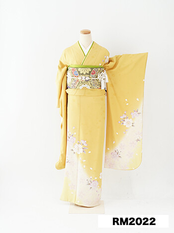 二十歳振袖館Az 水戸店の振袖 /黄色/白色/古典/桜柄/ 振袖RM2022 | My振袖