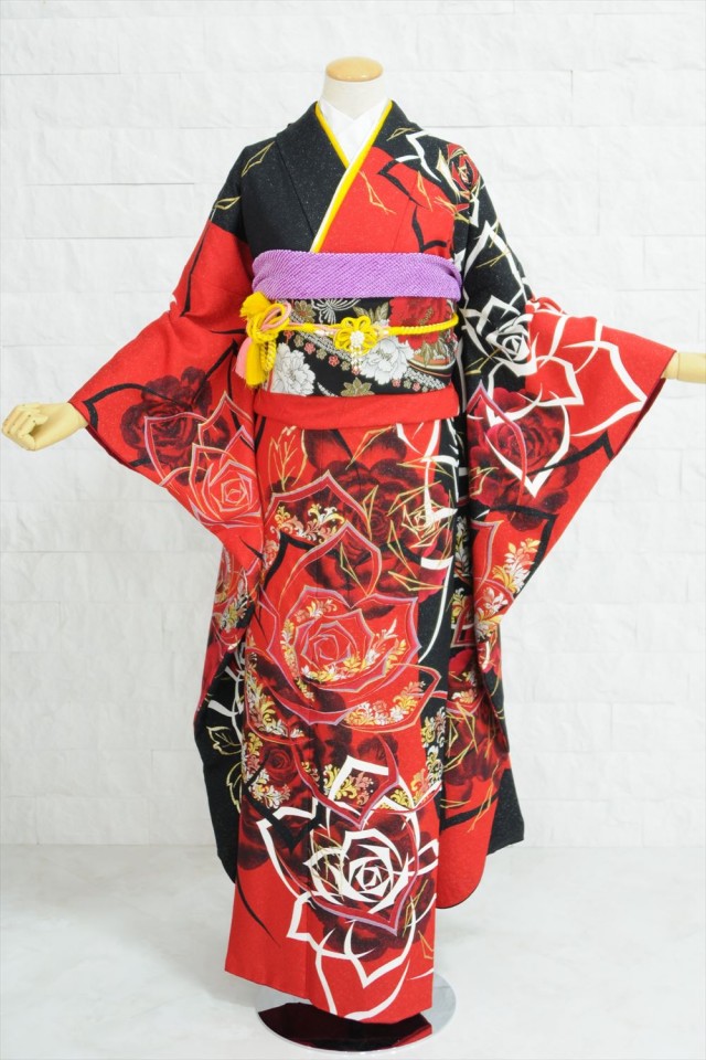 やなぎだ中込店 写真室アランジェの振袖 /赤色/グラマラス/花柄