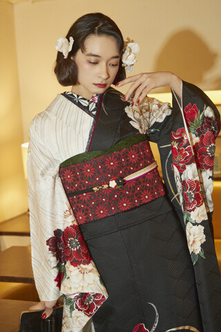 きもの専門店 和装こでらの振袖 /グレー色/ゴールド色/古典/菊柄/ TR