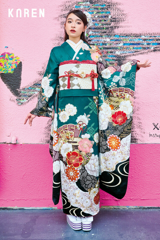 振袖ふるーれ 南行徳本店の振袖 /緑色/その他色/古典/花柄