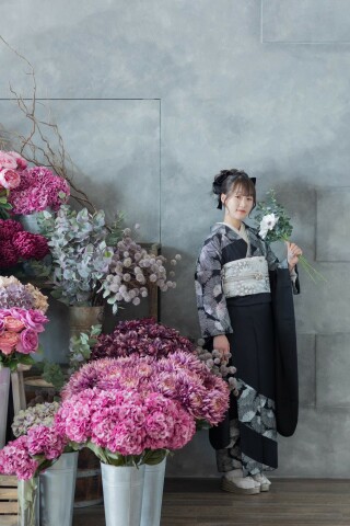 SHUKUの振袖 /その他色/白色/古典/牡丹柄/ ターコイズブルー | My振袖