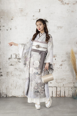 原田写真・フェアリーベルの振袖 /グレー色/クール/菊柄/ ラフィネ