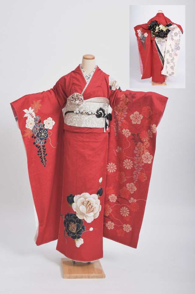 原田写真・フェアリーベルの振袖 /赤色/白色/古典/牡丹柄/ SO-002 | My振袖