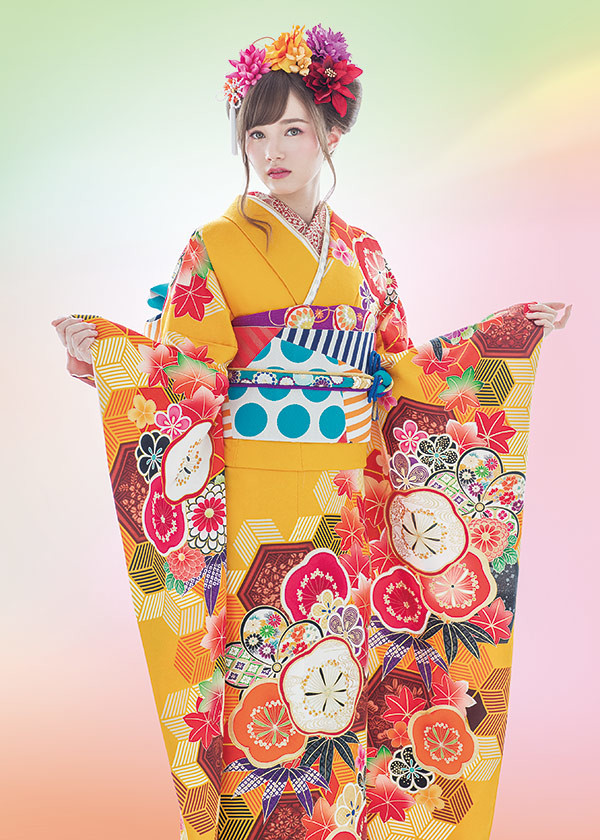 ストロベリィ館ひたちなか店の振袖 /オレンジ色/赤色/レトロ/梅柄