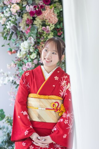 セゾンふりそで館の振袖 /緑色/ピンク色/古典/桜柄/ 03716 うぐいす
