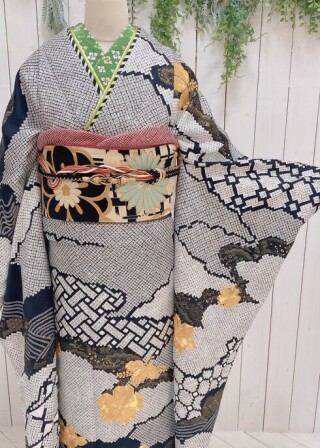 【myf－26】雪輪　絞り柄　金刺繍　　_振袖_56663