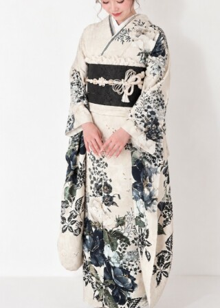 【H197】jillstuart　白　黒牡丹_振袖_56803