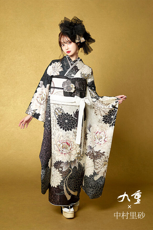 マリリン　アンティーク振袖 時代物 ヴィンテージ 黒振袖 M2505031 山陽百貨店 貸衣装 マリリンハウス ( 姫路駅前 )の振袖 /黒色/白色