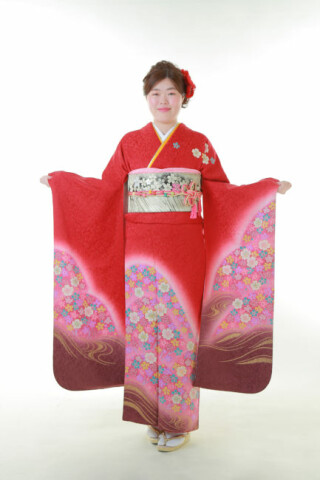 赤系のシンプルな振袖_振袖_94477