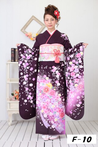 ワインレッドに花柄の振袖_振袖_94510