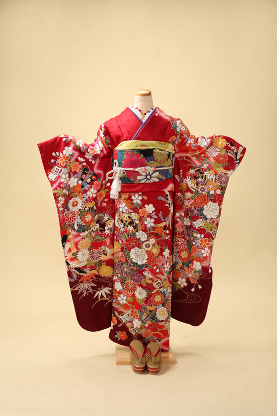 アトリエ ラ・ドゥーの振袖 /赤色/茶色/古典/熨斗柄/ F49 | My振袖