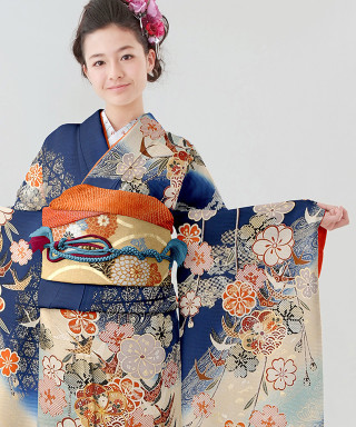 濃紺梅花づくしに松_振袖_47380