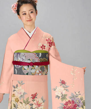 ピンク地に裾濃グレー牡丹に菊_振袖_47392