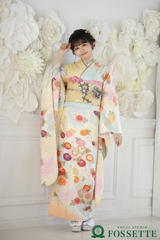 トータルスタジオフォセット 福山店の振袖 /黄色/水色/古典/菊柄/ F