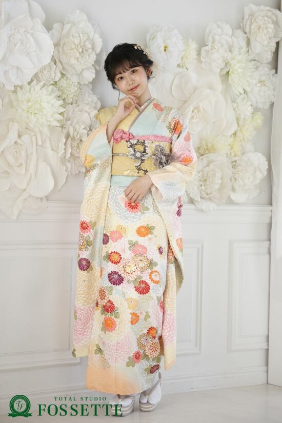 振袖3点セット FURISODE LABの振袖 /紺色/赤色/古典/椿柄/ 振袖 | My振袖