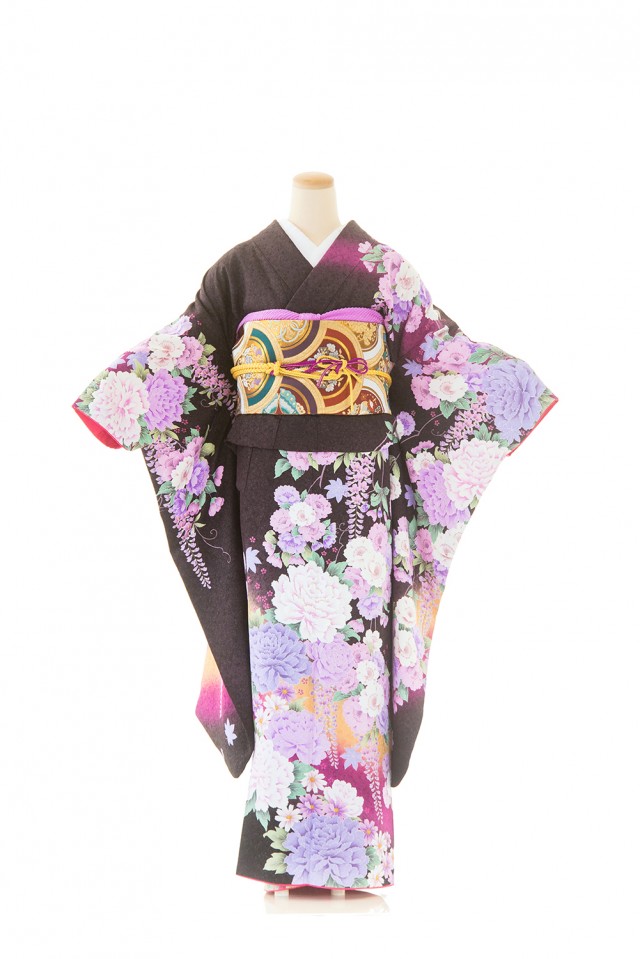 振袖 着物 晴れ着 紫 花柄 振袖 着物 晴れ着 紫 花柄
