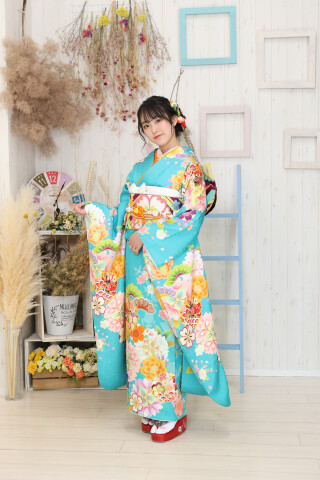 《レンタル》ターコイズブルー　桜_振袖_38344
