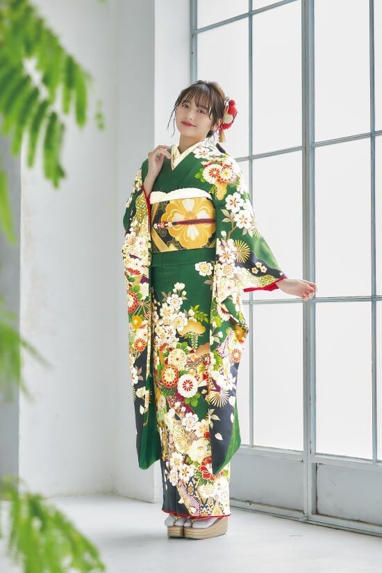 ふりそでシミズ 新横浜店の振袖 /緑色/古典/花柄/ 新作古典 | My振袖