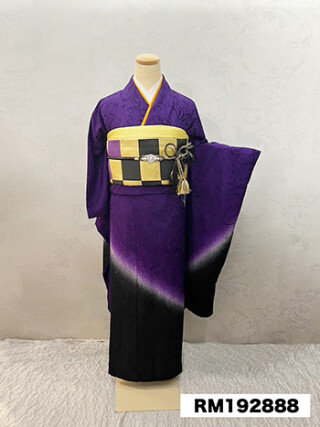 Doukeshi Arpの振袖 /黒色/紫色/エレガント/花柄/ 黒×紫 モダン | My振袖