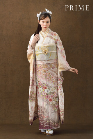 淡いピンクに辻が花の振袖_振袖_49089