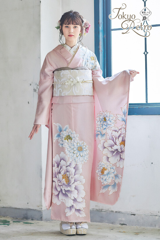 古賀新きもの館 柳川本店の振袖 /ピンク色/白色/キュート/牡丹柄/ 東京