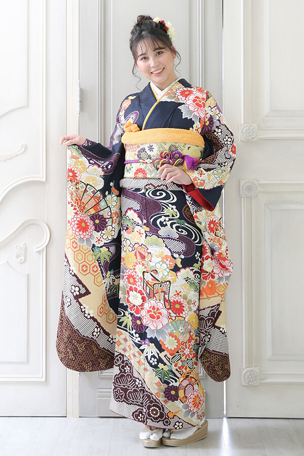 マトマト 赤×オレンジ 吉祥花々 振袖 身丈157 C1170100126011_M.jpg