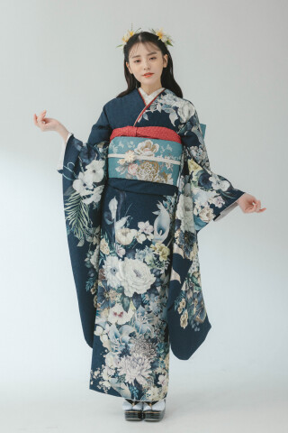 洋花銀彩 ネイビー_振袖_54473