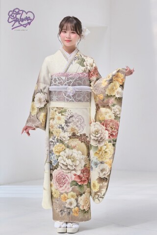 振袖のたつみやーフォトスタジオ Little Bearの振袖 /紺色/古典/花柄