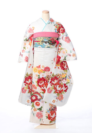 清楚な白地に鮮やかな花模様_振袖_45724