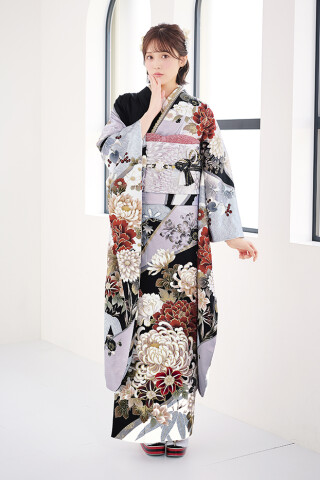 着物のふく屋 ラトブ店の振袖 /白色/茶色/グラマラス/桜柄/ 2025新作
