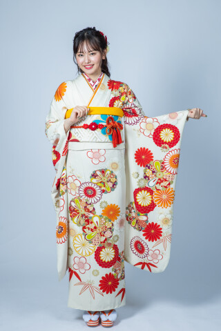 ◆うさうさ295◆趣味の着物集い◆正絹　本振袖　菊柄 ◇うさうさ295◇趣味の着物集い◇正絹 本振袖 菊柄 ◇うさうさ