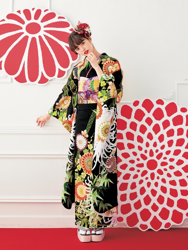 EVERS~furisode showroom~の振袖 /黒色/緑色/古典/菊柄/ 振袖 | My振袖