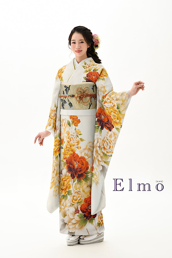 きもの心おがた大洲店の振袖 /白色/キュート/牡丹柄/ Elmo | My振袖