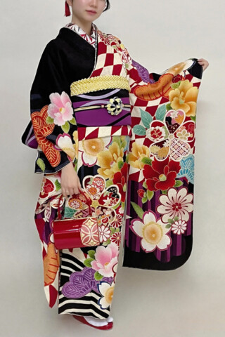 PA－ru－LE（パルレ）津の振袖 /黒色/レトロ/その他/ 着物ageha 愛沢