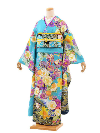 (YumiYumi)ターコイズ波に花_振袖_54946